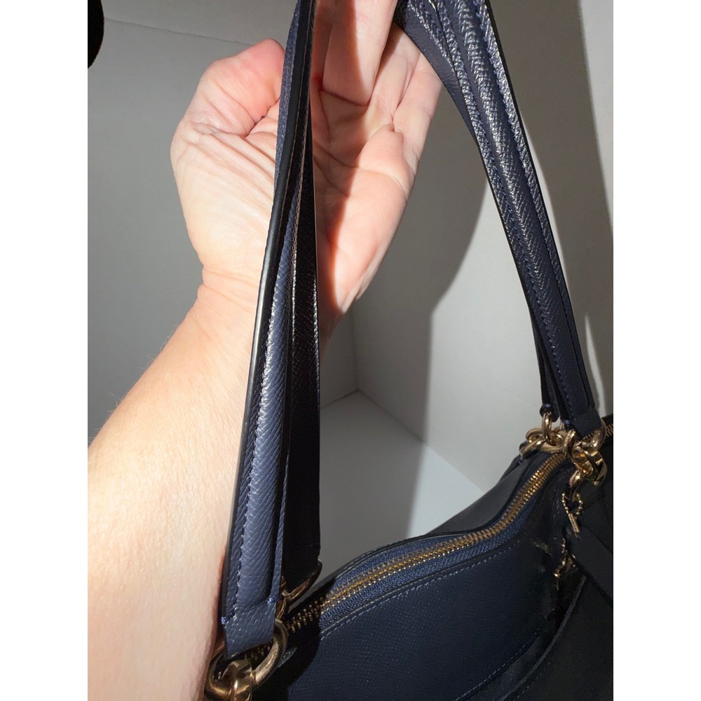 Coach Ava Chain Tote Midnight Navy Crossgrain Leather Shoulder Bag F57526 - Picture 13 of 16